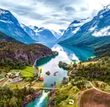 Norwegian farm on a fjord