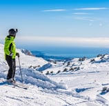 Ski in the Alps French Riviera with view on the sea