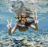 snorkelling in clear waters on seaside Provence
