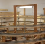 model train display under construction a helix