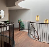 A coffee bean colour oak plank in an abstract hallway