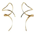 a pair of gold toned earrings with curved curved metal earrings