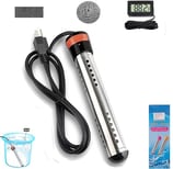 2000W Immersion Water Heater,Portable Electric Instant Bucket Heater with Digital LCD Thermometer, S
