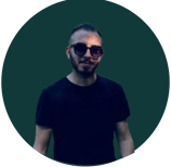 a man with sunglasses and sunglasses on a dark background