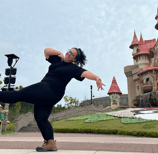 Trisha Doing a Funny Pose in front of the Lotte Castle in Lotte World Adventure Park in Busan