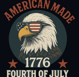 Vintage bald eagle in USA sunglasses with “American Made 1776 Fourth of July” text