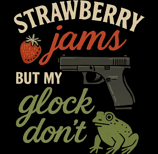 Funny strawberry jam, glock, and frog shirt with bold vintage typography