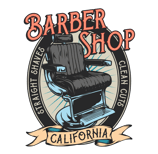 a barber shop with a barber shop logo