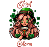 a woman in a green hat and a green shamrock
