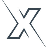 a black and white logo with the letter x