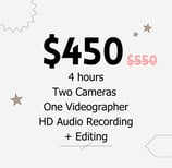 Videography Price and Services included for 4 hours 