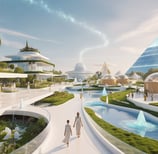 Futuristic city with innovative architecture, representing the Model Community Project.