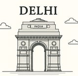 a line art representing the city of Delhi