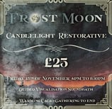 a flyer with a night and lanscape mountain scene for a sound bath event