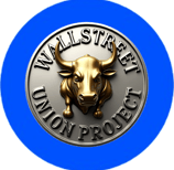 a wall street union union logo on a blue circle