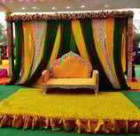 Mehndi function setup with beautiful decorations for a memorable celebration