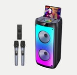 YX Karaoke Partybox Profissional +2 Microfones Sem Fio, Karaoke Portatil com Luzes de Disco, Bluetoo