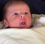 a baby in a stroller with a blanket