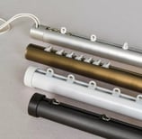 rails décoratifs avec glisseurs blanc, nickel brossé, bronze et noir
