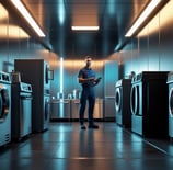Fix Commercial Appliance technician repairs commercial washer in Charlotte