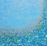 a painting of a blue sky with a blue sky and a white background