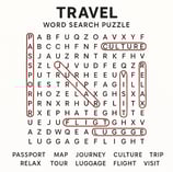 Travel Word Search Puzzle 