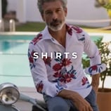 "Shirts", a man with vibrant shirt