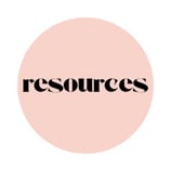 peach circle with the word resources