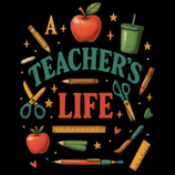 A Teacher’s Life t-shirt with retro school supplies