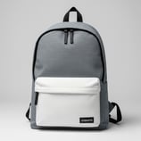Contoh desain tas ransel minimalis abu-abu dan putih bahan kanvas SIGNIFO.