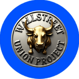 a wall street union union logo on a blue circle