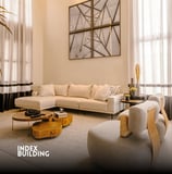 a living room with a couch and a coffee table