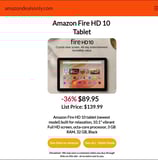 Best Deal on Amazon!  Fire HD 10 Tablet.