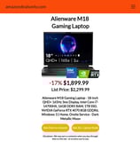 Best Deal on Amazon! Alienware M18 Laptop