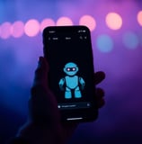 a person holding a cell phone in their hand talking to a ai agent for assistance