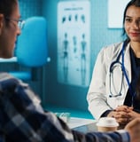 Medical expert patient discussing results