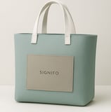 Tas tote bag wanita warna hijau sage dengan saku depan dari kanvas SIGNIFO.