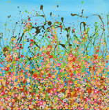 a painting of a field with flowers