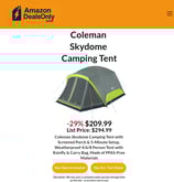 Coleman Skydome Tent -29% Now $209.99 Only on amazon!