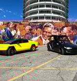 Tesla Cybertruck & Model X Los Angeles Capital Records Music Mural Street Art Jazz