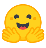 Hugging Face's logo, a yellow emoji with a wide grin and outstretched hands