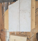 Wood scraps laid out in a pattern