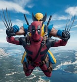 deadpool and wolverine sky diving