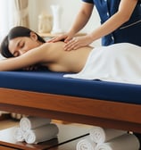 a woman getting a massage at a spa