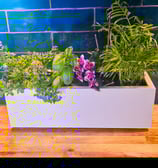 kitchen herb garden box planter made from wood painted in farrow and ball paint