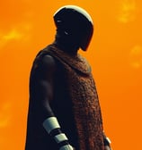a man in a futuristic helmet