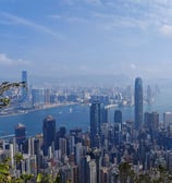 Panoramic view of skyscrapers in Hong Kong