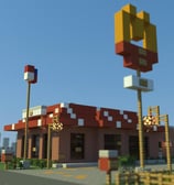 Creative Minecraft project recreating a McDonald's restaurant in a digital world