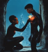 two superheros sharing an intimate moment
