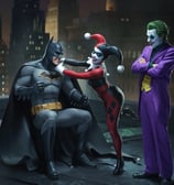 batman, harley quinn, and joker having fun